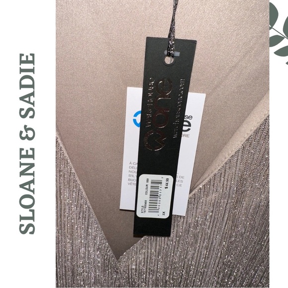 🛍️3/$40 Sloane & Sadie Champagne Pink Butterfly Wing Top Faux Wrap Metallic 3X - Picture 5 of 7